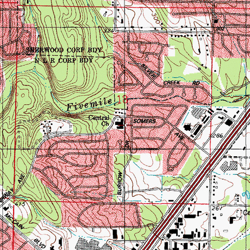 Topographic Map of First Assembly of God Church, AR