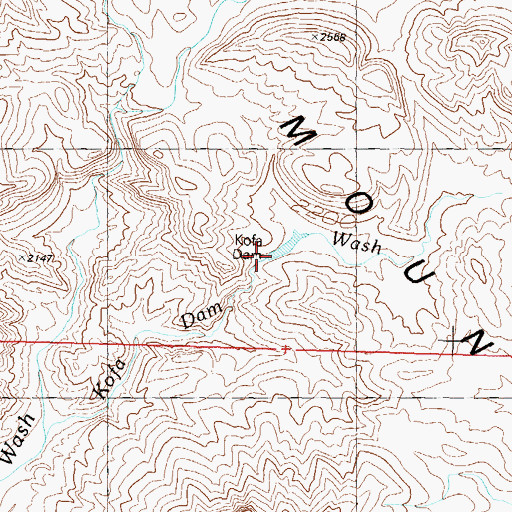 Topographic Map of Kofa Dam, AZ