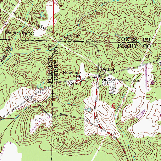 Topographic Map of Newhope Church, MS
