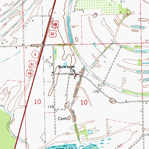 Topographic Map of Newhope Church, MS