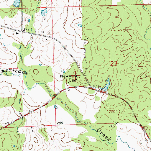 Topographic Map of Newman Cemetery, MS