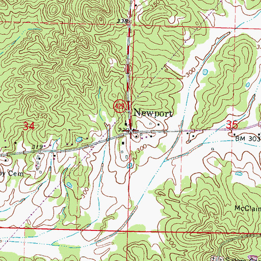 Topographic Map of Newport, MS
