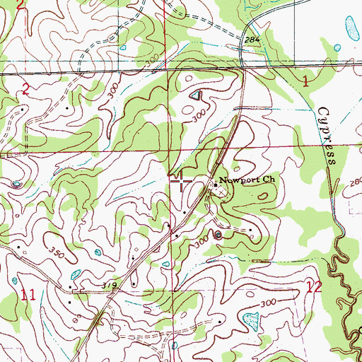 Topographic Map of Newport Church, MS