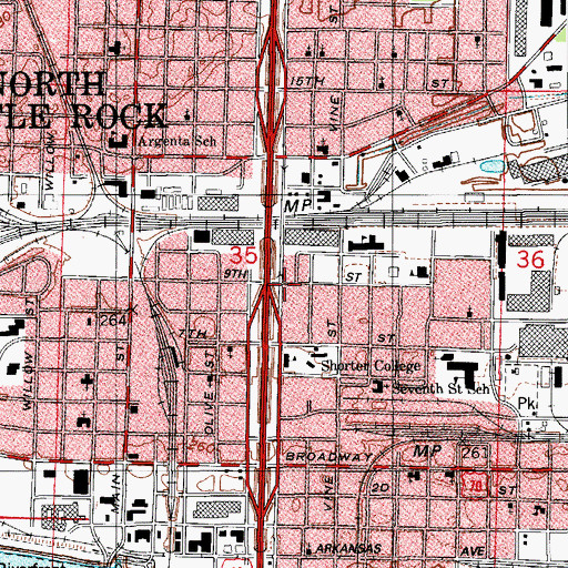 Topographic Map of First Baptist Church, AR