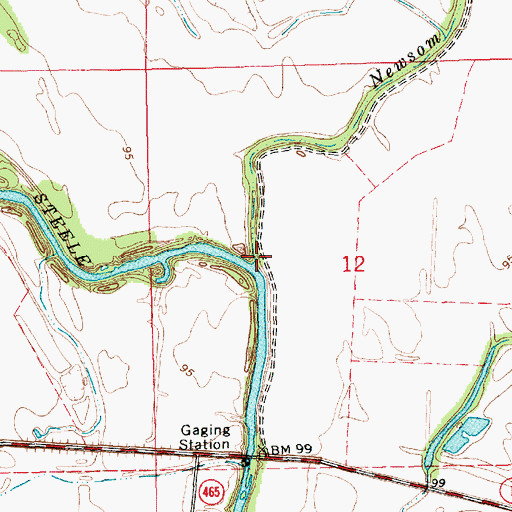 Topographic Map of Newsom Bayou, MS