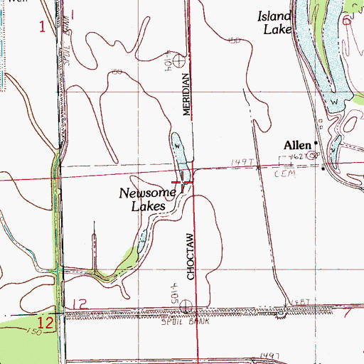 Topographic Map of Newsome Lakes, MS
