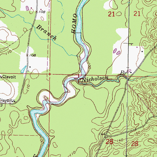 Topographic Map of Nicholson Branch, MS