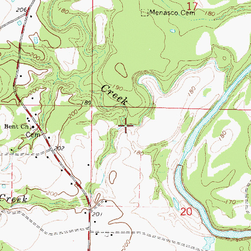 Topographic Map of Nickleson Creek, MS