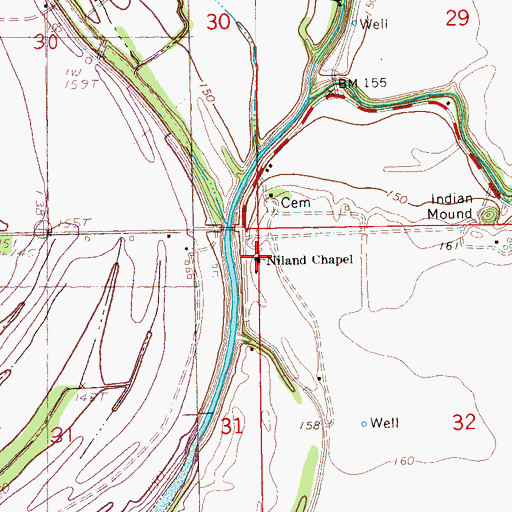 Topographic Map of Niland Chapel, MS