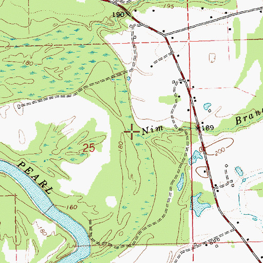 Topographic Map of Nim Branch, MS