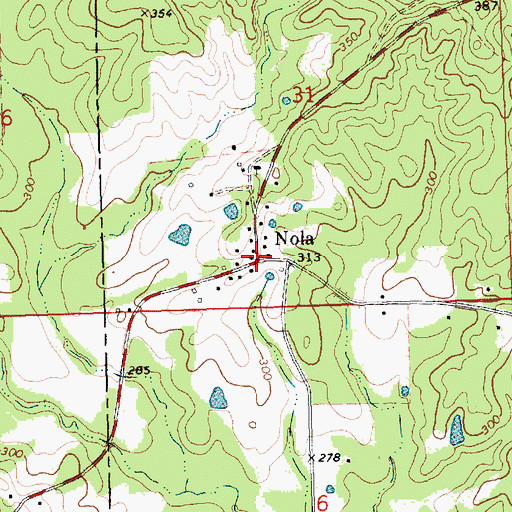 Topographic Map of Nola, MS