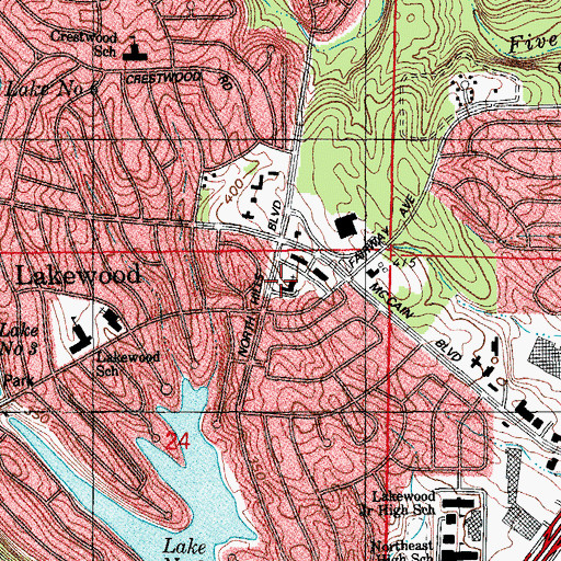 Topographic Map of First Baptist Church of North Little Rock, AR