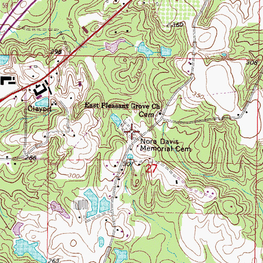 Topographic Map of Nora Davis Memorial Cemetery, MS