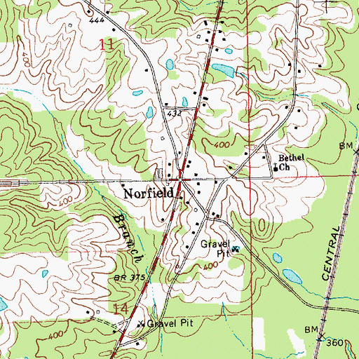 Topographic Map of Norfield, MS