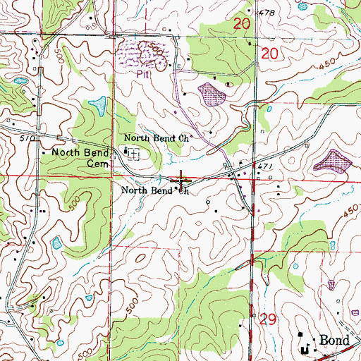 Topographic Map of North Bend Church, MS