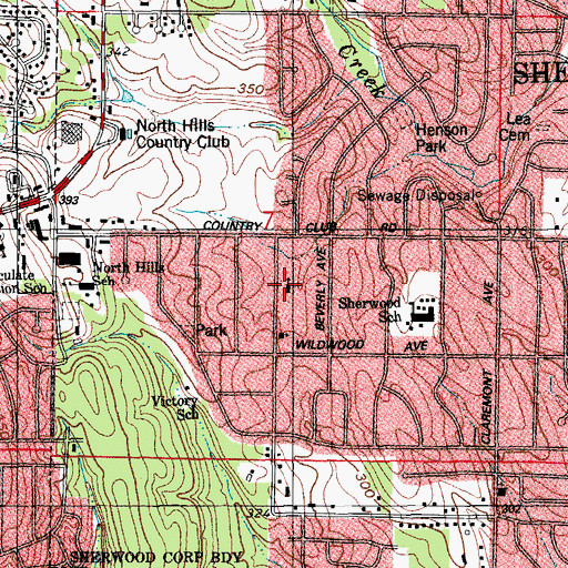 Topographic Map of First Baptist Church of Sherwood, AR