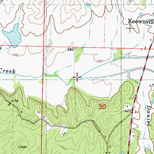 Topographic Map of North Branch Wilhite Creek, MS