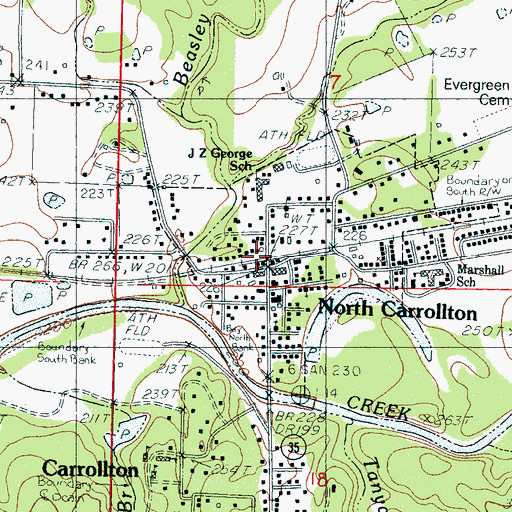 Topographic Map of North Carrollton, MS