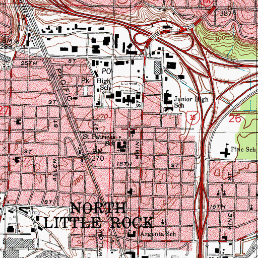 Topographic Map of First Church of the Nazarene, AR