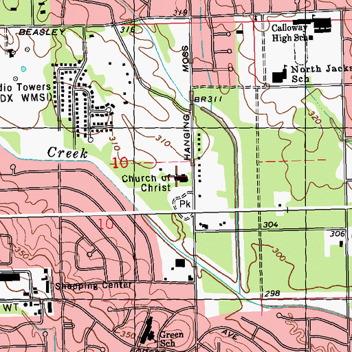 Topographic Map of North Park Church, MS