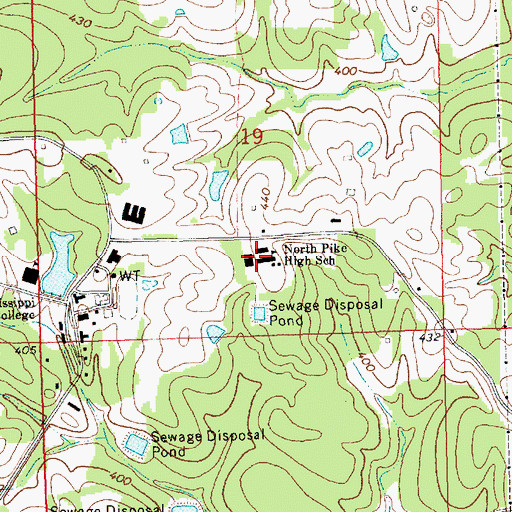 Topographic Map of North Pike High School, MS