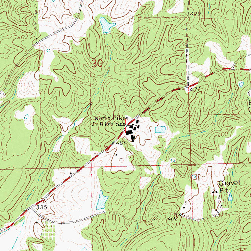 Topographic Map of North Pike Middle School, MS
