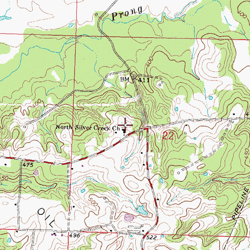 Topographic Map of North Silver Creek Church, MS
