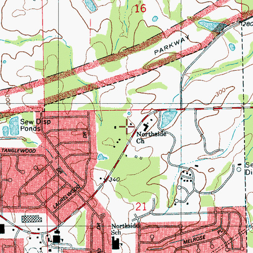 Topographic Map of Northside Baptist Church, MS