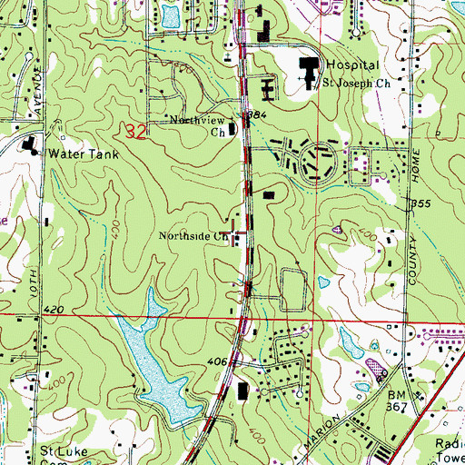 Topographic Map of Northside Church, MS