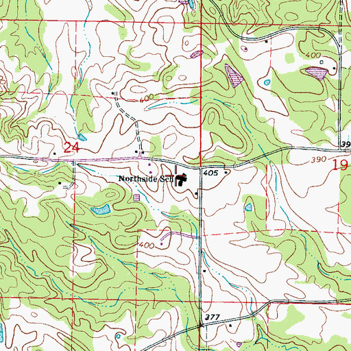 Topographic Map of Northside School, MS