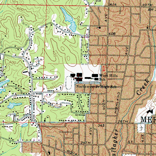Topographic Map of Northwest Junior High School, MS