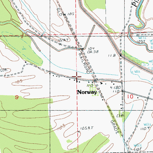 Topographic Map of Norway, MS
