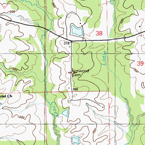 Topographic Map of Norwood Cemetery, MS