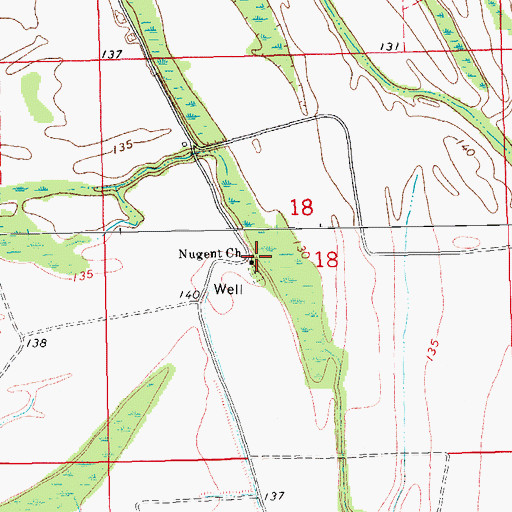 Topographic Map of Nugent Church, MS
