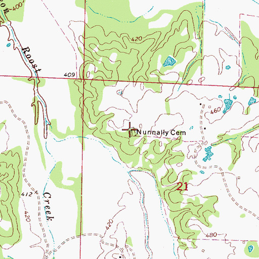 Topographic Map of Nunnally Cemetery, MS