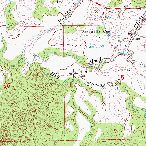 Topographic Map of Nutt Cemetery, MS