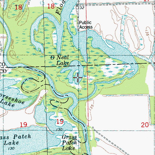 Topographic Map of O'Neal Lake, MS