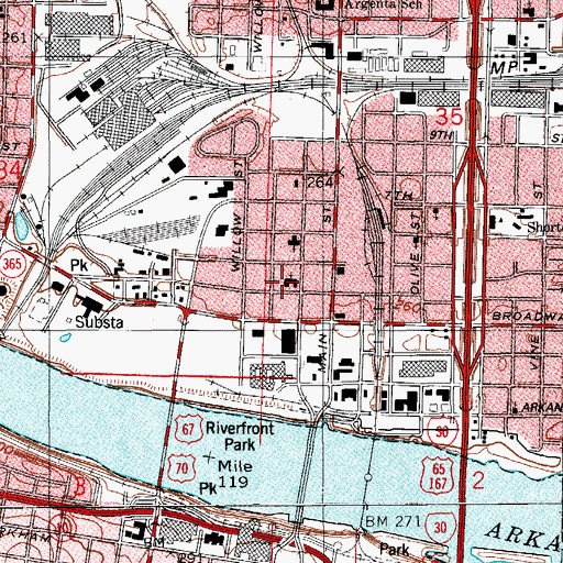 Topographic Map of First Presbyterian Church of North Little Rock, AR