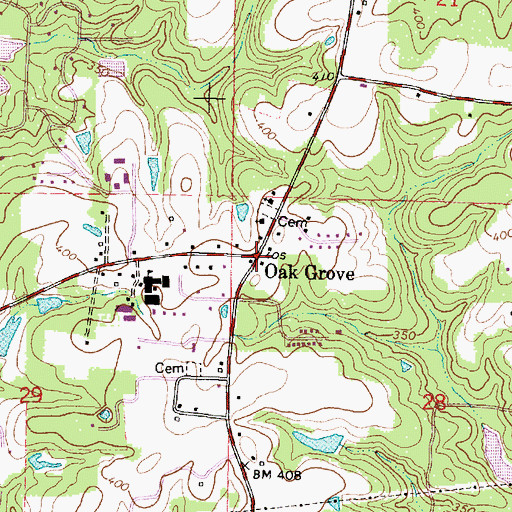 Topographic Map of Oak Grove, MS