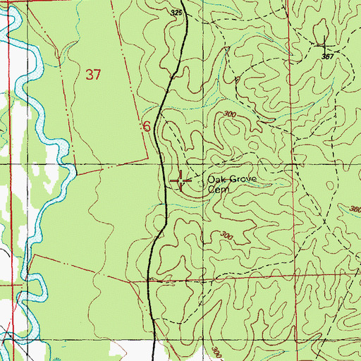 Topographic Map of Oak Grove Cemetery, MS