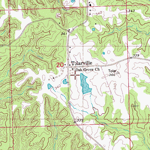 Topographic Map of Oak Grove Cemetery, MS
