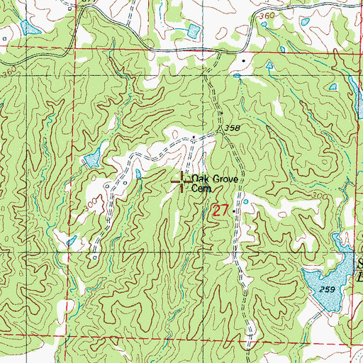 Topographic Map of Oak Grove Cemetery, MS