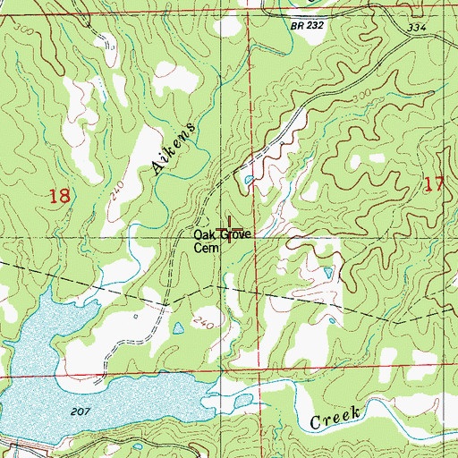 Topographic Map of Oak Grove Cemetery, MS