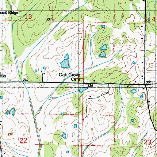Topographic Map of Oak Grove Cemetery, MS