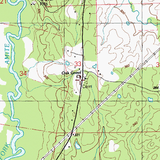 Topographic Map of Oak Grove Church, MS