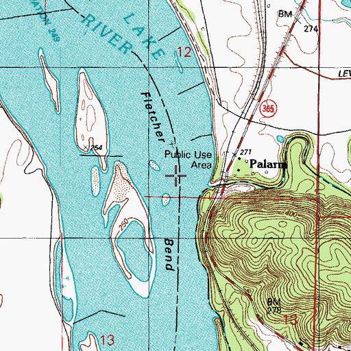 Topographic Map of Fletcher Bend, AR