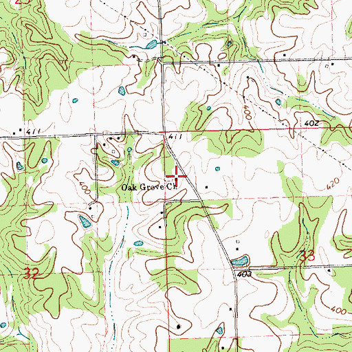 Topographic Map of Oak Grove Church, MS