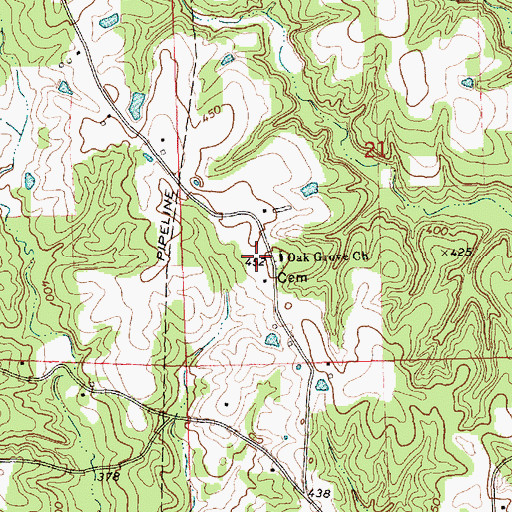 Topographic Map of Oak Grove Church, MS