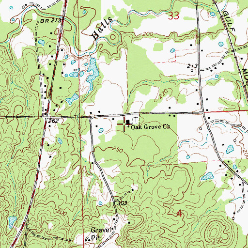 Topographic Map of Oak Grove Missionary Baptist Church, MS