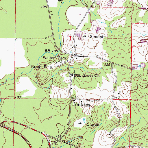 Topographic Map of Oak Grove Church, MS